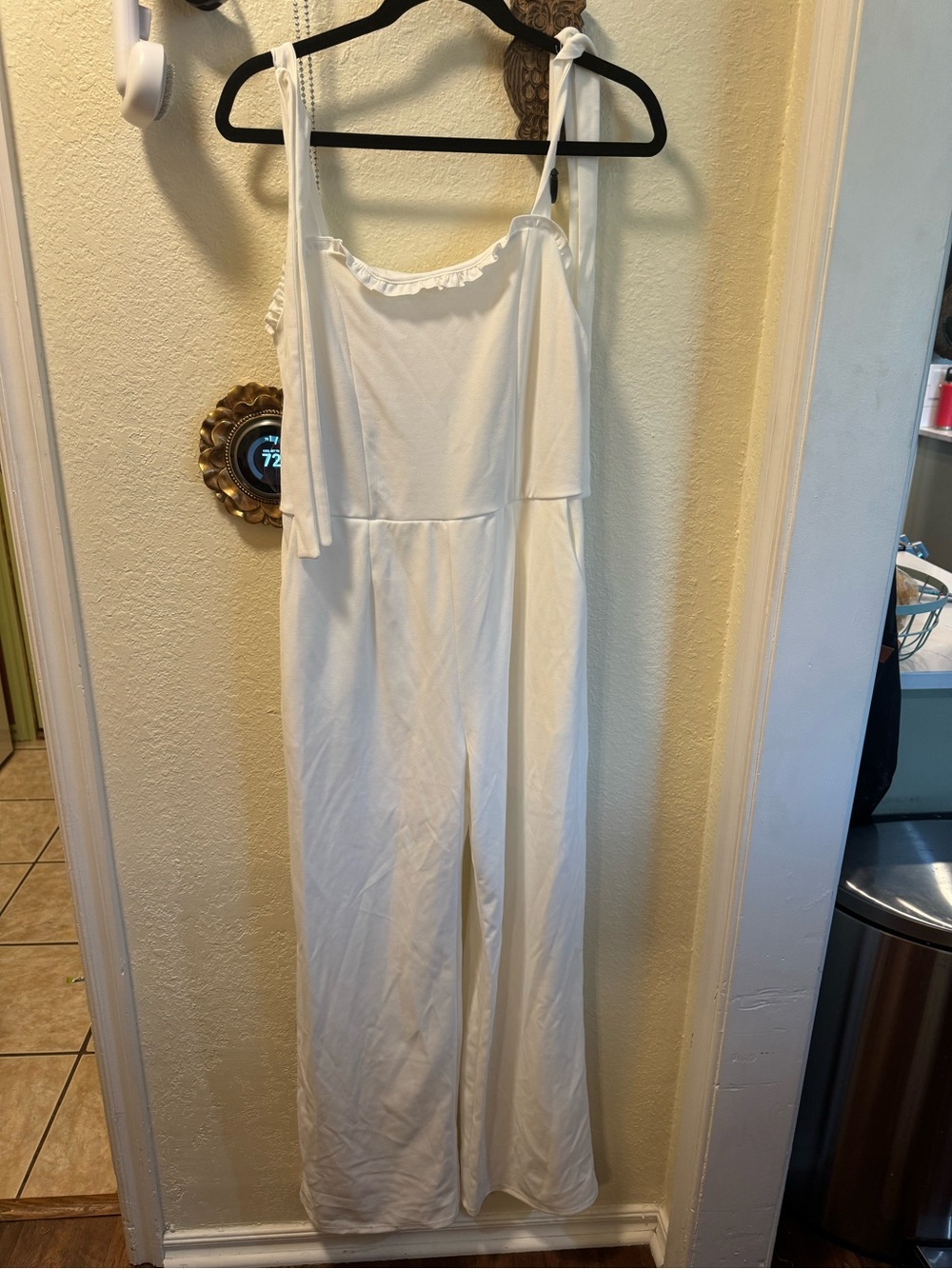 Moa Moa White Tie-Shoulder Wide-Leg Jumpsuit